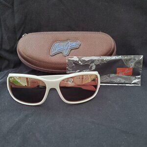 Maui Jim Unisex Hamoa Beach Sunglasses White Frame with Zip Case and Cloth